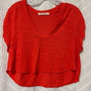 Free People orange cropped shirt, size small